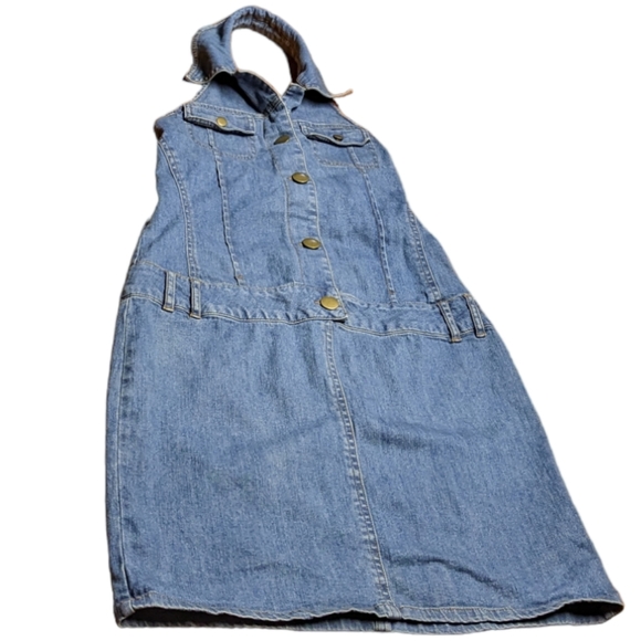 Forenza Dresses & Skirts - Forenza Ladies Size 4 Halter Denim Jean Dress with Elastic Back